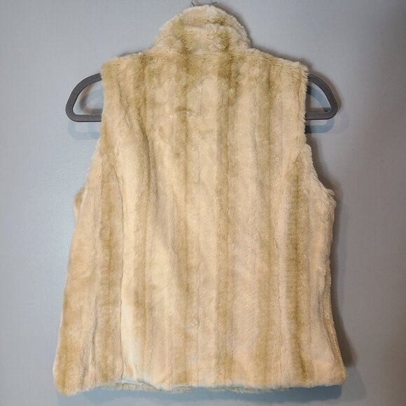Kristen Blake Vest Womens‎ Large Beige Faux Fur Lined Reversible Cozy Luxury - Picture 2 of 12